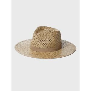 Janessa Leone 100% Straw Wide Brim Fedora Hat Size Small Natural Made in USA